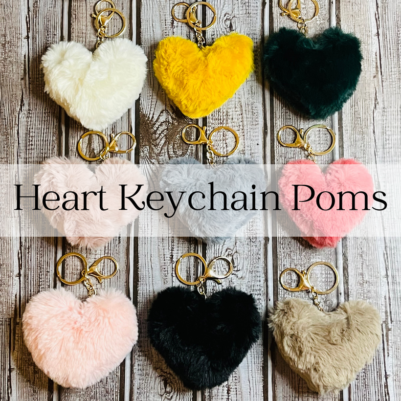 Heart Keychain Poms