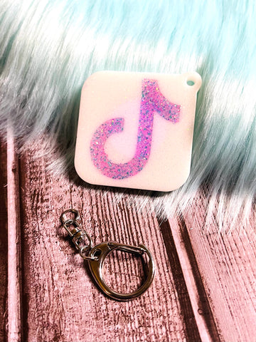 TT White & Purple Glitter Keytag