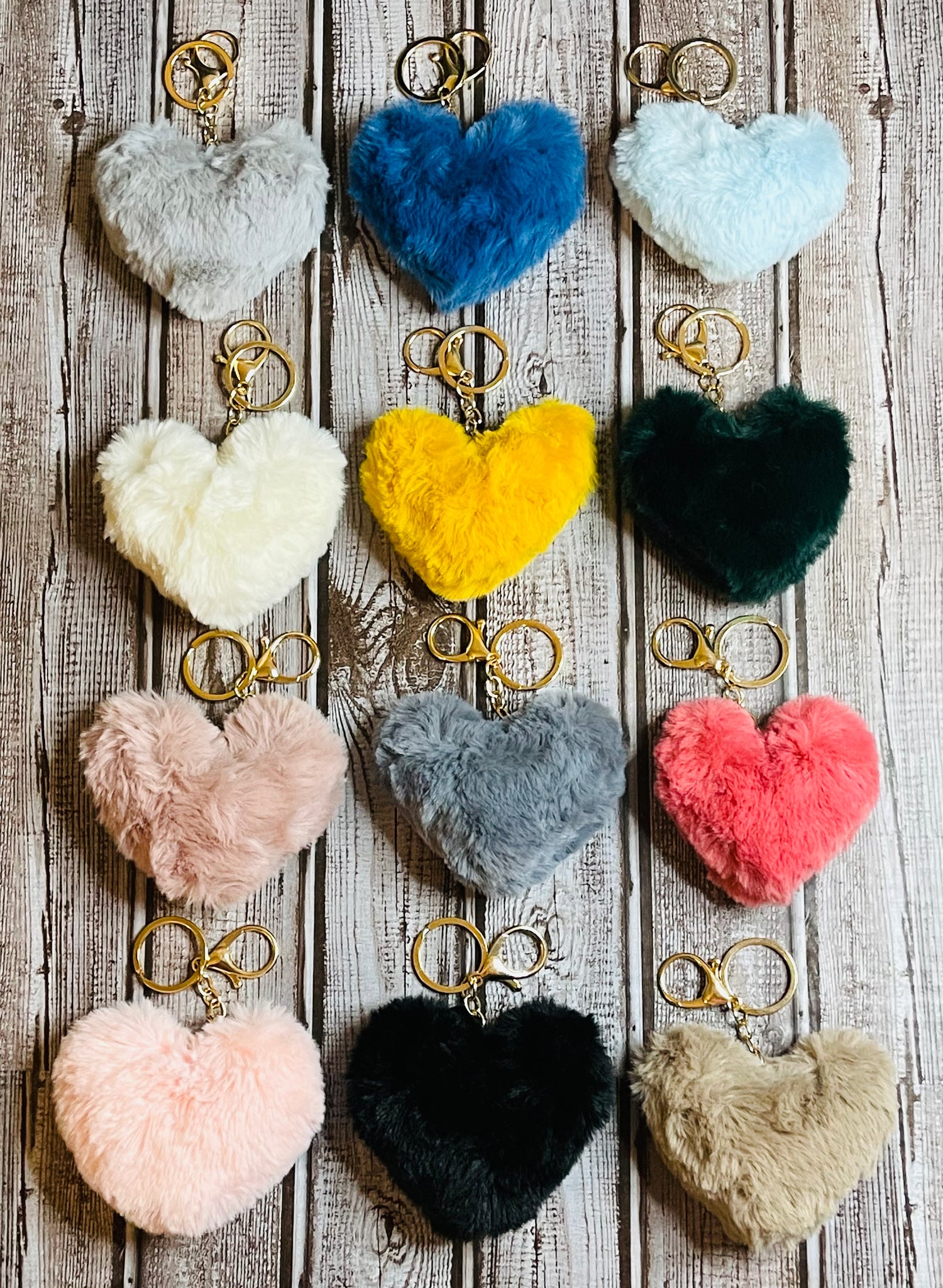 Heart Keychain Poms