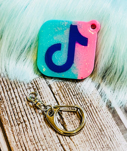 1.5in TT Teal, Pink & Purple Keytag