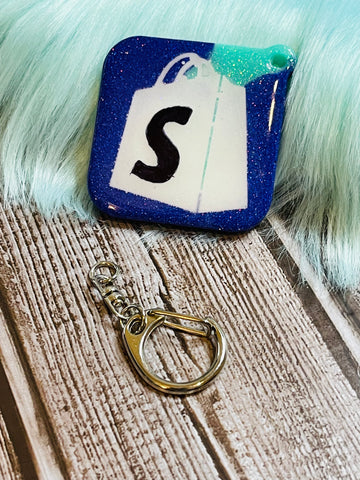 S Purple, White, & Teal Keytag