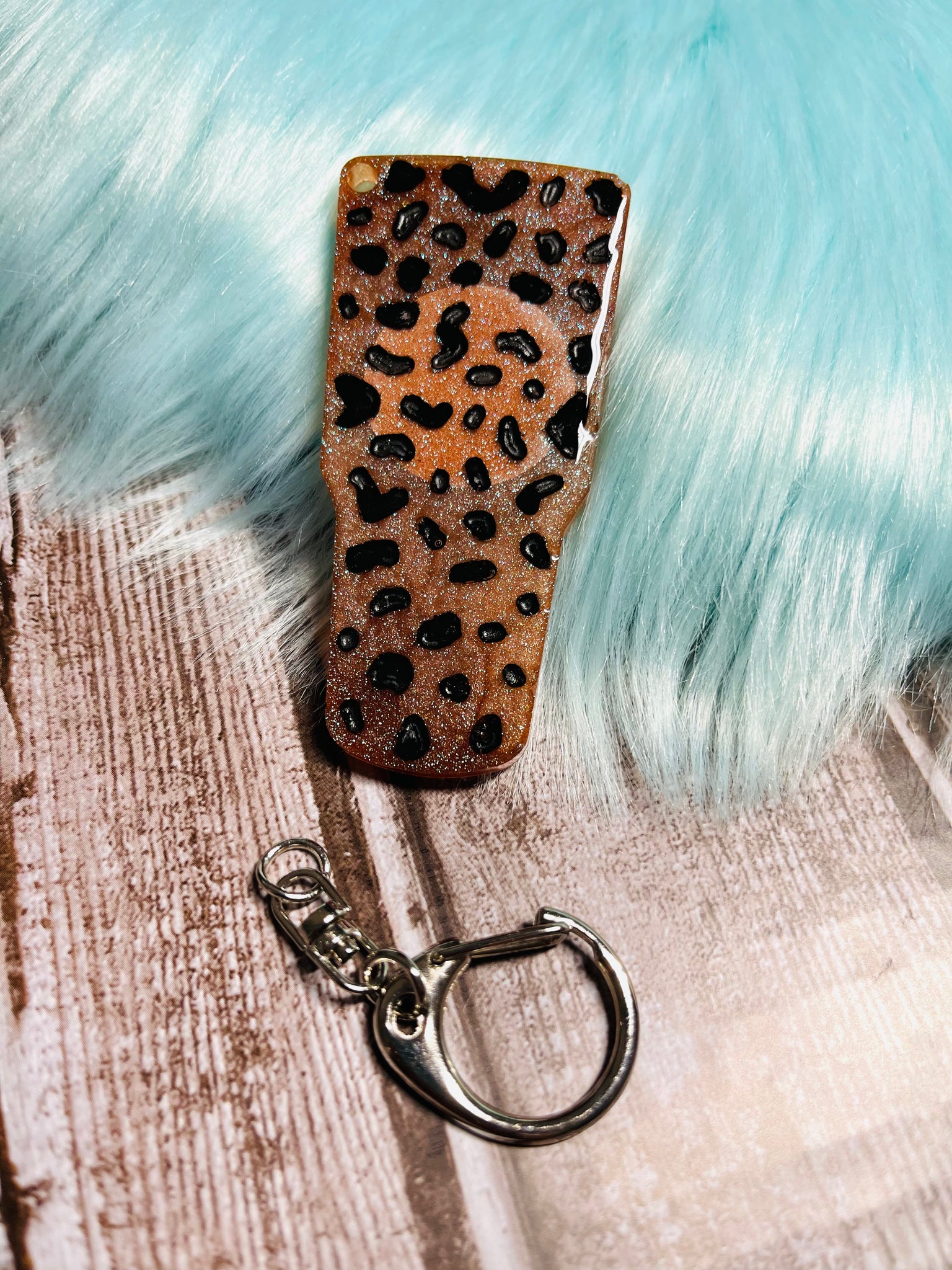 Copper Shimmer & Black Tumbler Keytag (L)