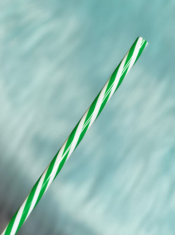 11" Green Stripe Reusable Plastic Straw