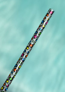 10" Rainbow Leopard Reusable Plastic Straw