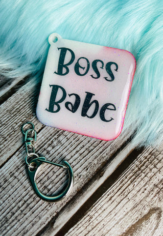 Red, White, and Blue Boss Babe Keytag