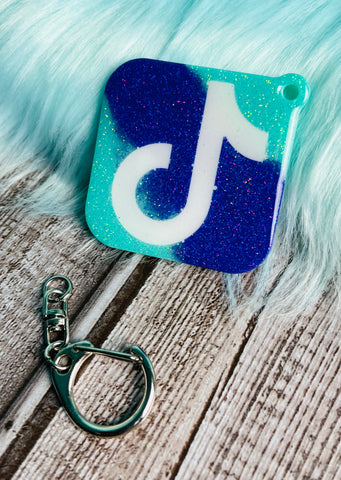 TT Teal & Purple Streak Keytag