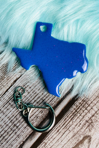 Purple & Teal Texas Keytag