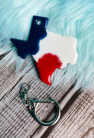 Red, White, & Blue Splotch Texas Keytag