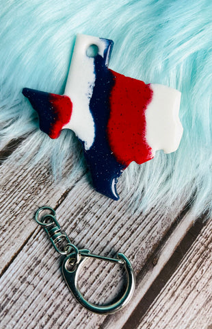 Red, White, & Blue Lined Texas Keytag