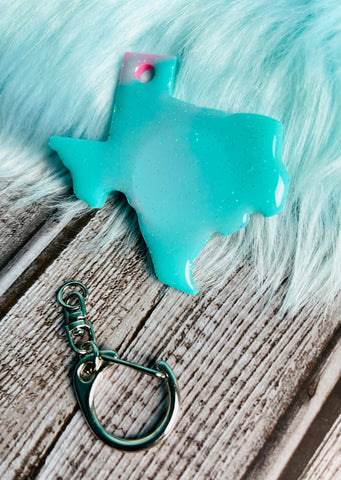 Teal & Pink Texas Keytag